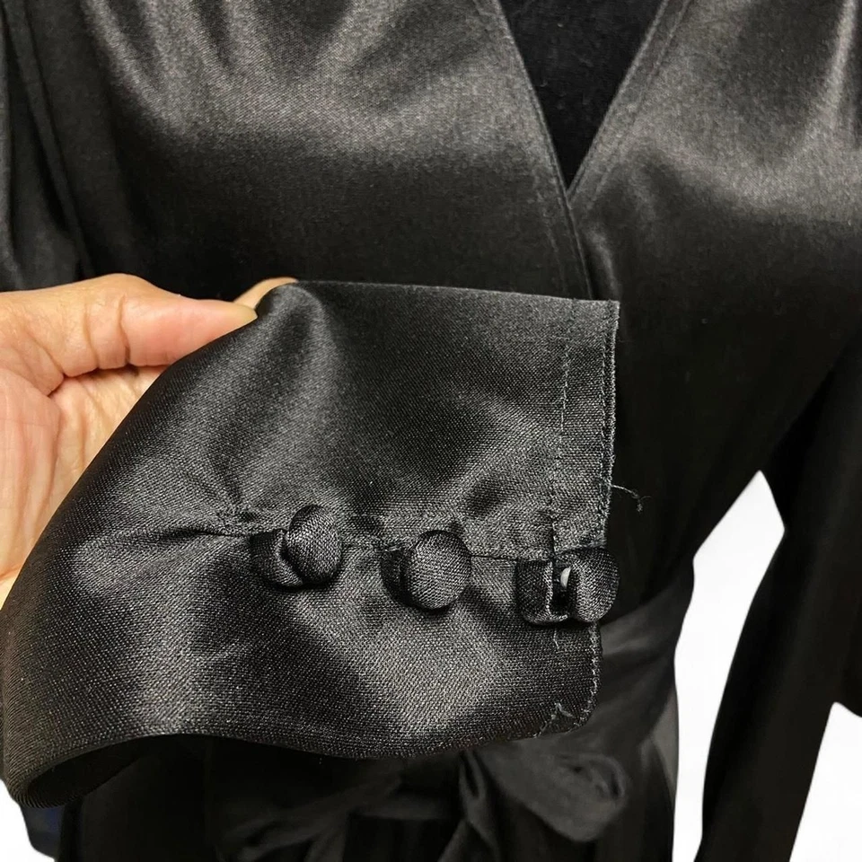 Maxi Vestido de Noche Largo Elegante Drapeado Satinado Negro De Colección Raoul Talla 10 Talla 2 Foto 3 de 4