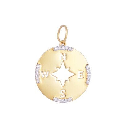 Designer Compass Diamond Charm Pendant 925 Silver Compass Diamond Charm Necklace