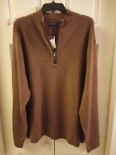 DANIEL CREMIEUX Design MENS Wool 1/4 Zip Pullover SWEATER Brown XL MSRP $125 NWT