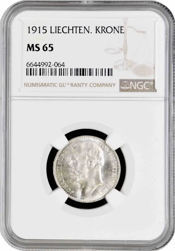 Liechtenstein 1 Crown 1915, NGC MS65, "Prince John II (1858 - 1929)" ExcellentPop 4/0