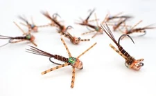 Rubberleg Pheasant Tail Nymph sz14 12 Flies tied on Premium Barbless Jig Hook