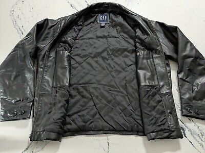VTG 90's Gap Leather Black Bomber Jacket Genuine Thick VTG 90's Gap Leather Black Bomber Jacket Genuine Thick