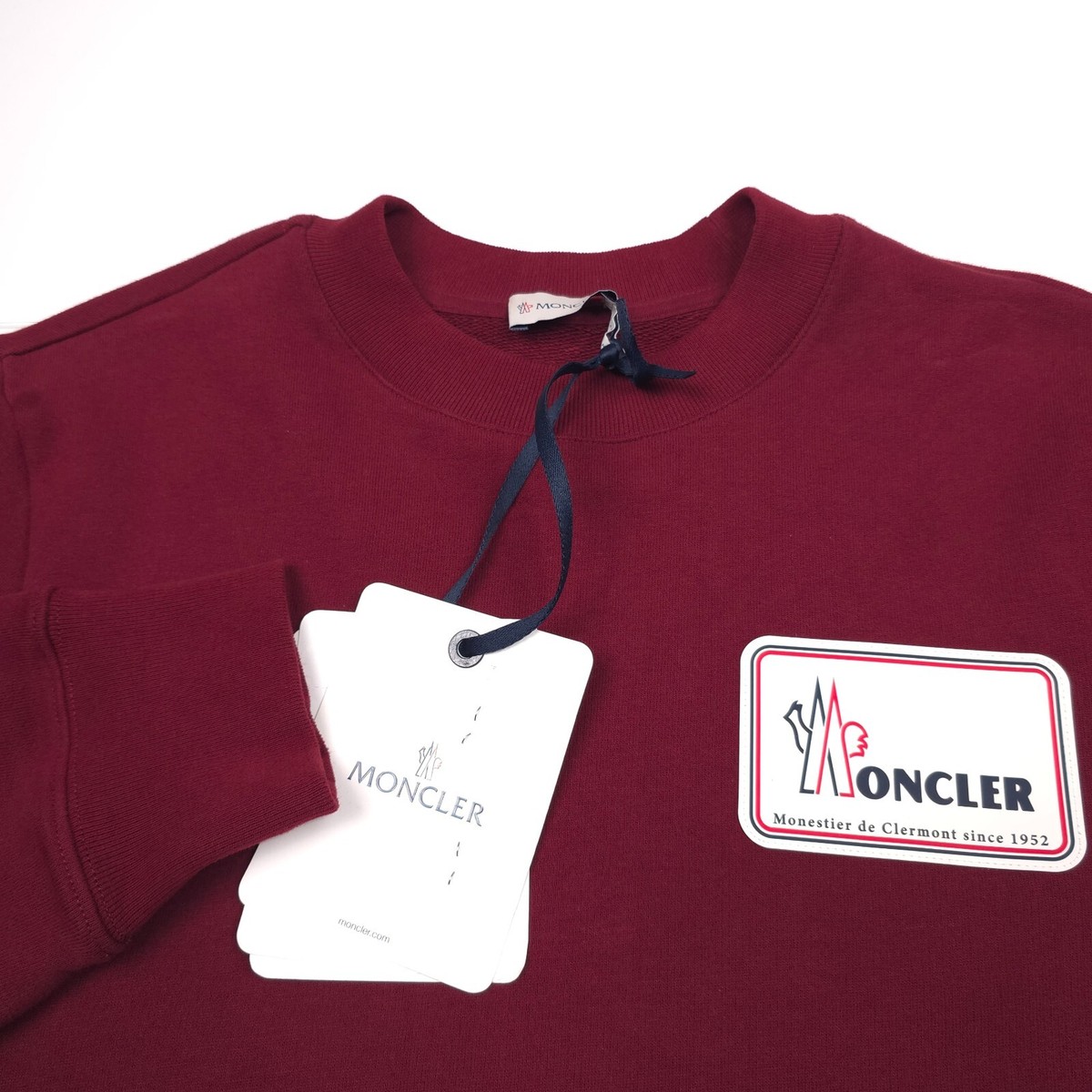 $695 Moncler Cotton Printed Regular Fit Crewneck Sweatshirt Mens