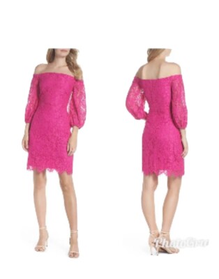 trina turk pink lace dress NWT Trina Turk Hibiscus Pink Lace Dress