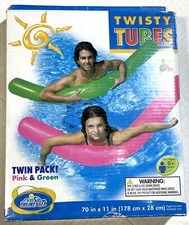Intex Wet Set 2 Twisty Tubes Inflatable 70" Pink Green Pool Noodle Floats 2010