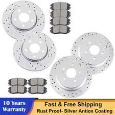 Front Rear Drilled Rotors Disc Brake Pads Kit Brakes for Honda Odyssey 2005-2010