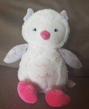 Carters Baby Plush Owl 8" White Pink Grey