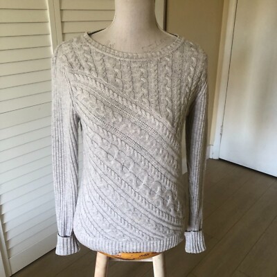 Hampton Republic 27 Gray Cable Sweater Sz S