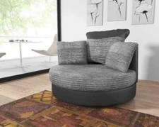 Dino Corner Sofa Jumbo Cord Faux Leather L-Shape Settee Suite Grey Black Brown