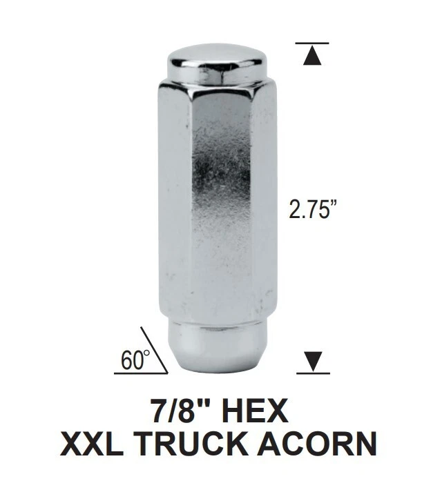 32 tuercas cromadas XXL para camioneta Bellota 9/16 2,75" se adapta a 2003-11 RAM 2500 3500 7/8 HEXAGONAL Foto 2 de 4
