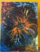 Original Acrylic Painting 24x30 Magic Flower Abstract Impressionism By Bonnie