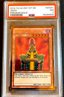 PSA 7 NM 1ST EDITION 2014 YUGIOH JINZO PREMIUM GOLD HOLO RARE PGLD