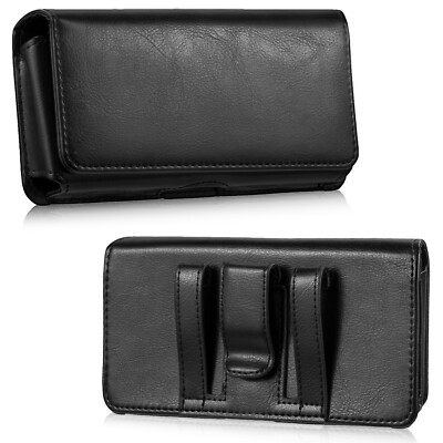 Horizontal Leather Magnetic Holster Belt Clip Pouch Case Cover For Large iPhone