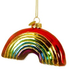 Rainbow Blown Glass Ornament for Christmas Tree Holiday