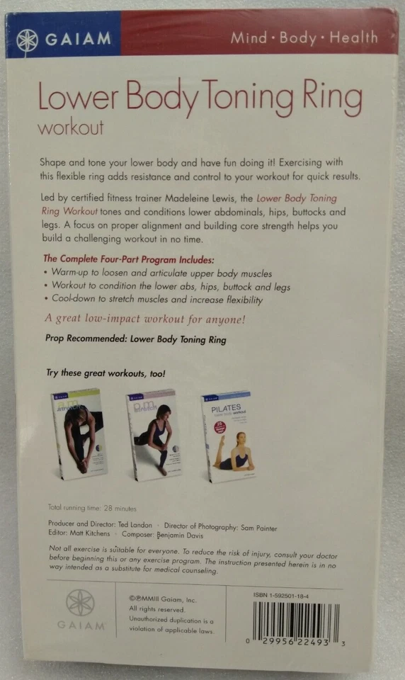VHS Lower Body Toning Ring Workout With Madeline Lewis (VHS, 1997, GAIAM) - NEW - Image 2 of 4