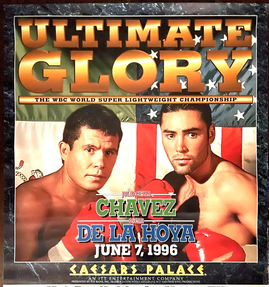 PÓSTER ORIGINAL VINTAGE 1996 CHAVEZ VS. DE LA HOYA CAMPEONATO BOXEO LUCHA Foto 2 de 4