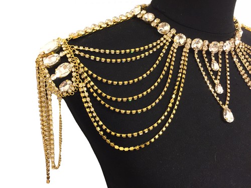 Blingustyle Fashion Women Big Bib Statement Crystals Necklace Large Long Chain - Picture 32 of 38