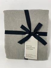 West Elm European Flax Linen Duvet Cover King / Cal King Warm Gray Melange NWT