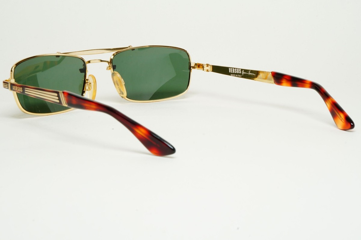 Versus Sunglasses 1996 by Gianni Versace Vintage Rectangle Green