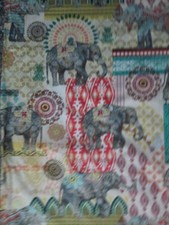 ELEPHANT BALI ELEPHANTS MANDELA BACKGROUND COLORS COTTON FABRIC FQ