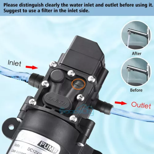 12V 130PSI Water Pump Pressure Diaphragm Self Priming Pump for RV Boat Caravan - Picture 9 of 20