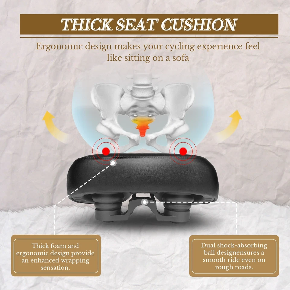 Wide Bike Seat for Men and Women Comfort - Oversized Bicycle Seat Cushion - Image 2 of 4