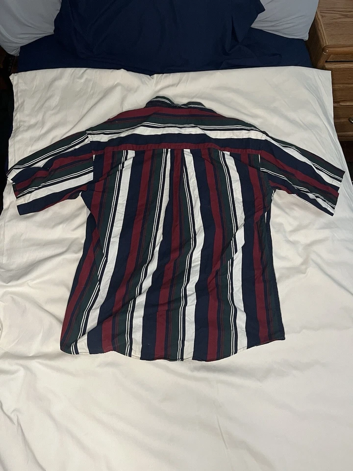 Рубашка мужская Natural Issue в полоску средний размер синяя, зеленая, красная, белая на пуговицах - Изображение 4 из 4