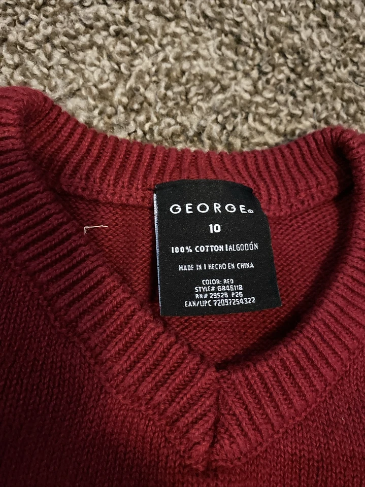 Boy’s Red Argyle Size 10 V Neck Sweater Vest - Image 2 of 3