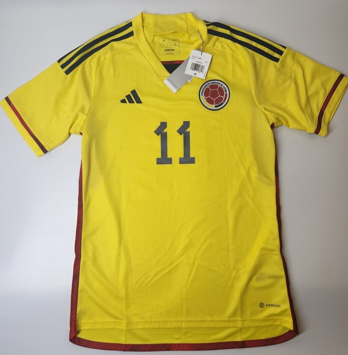 Colombia Home Jersey 2022/2023 adidas Yellow Cuadrado #11 M