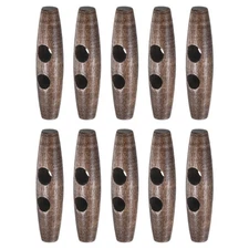 10PCS Wooden Toggle Buttons, 2x0.5in Natural Olive Shape Buttons [Coffee]