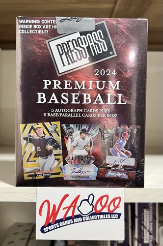 2024 Leaf Press Pass Premium Baseball Factory Sealed Hobby Box Skenes RC 5 Autos