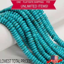 Blue Green Turquoise Smooth Rondelle Beads Size 3x6mm or 3x8mm, 15'' Strand