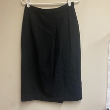 Vintage Talbots Lined Wool Knee Length Skirt Classic Minimalist A-Line Faux Wrap