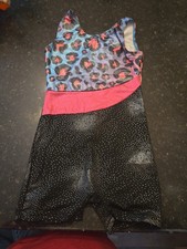 Girls Gymnastics/dance Leopard Print Shorts Leotard Sz 4T Sparkles