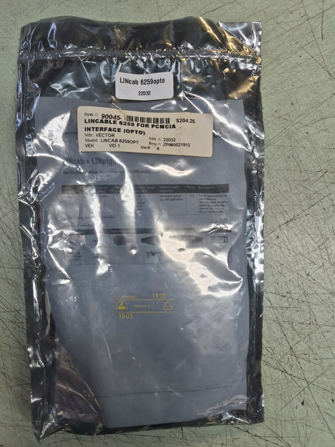 Vector LINcab 6259opto - LIN Interface Cable for PCMCIA - Sealed Bag