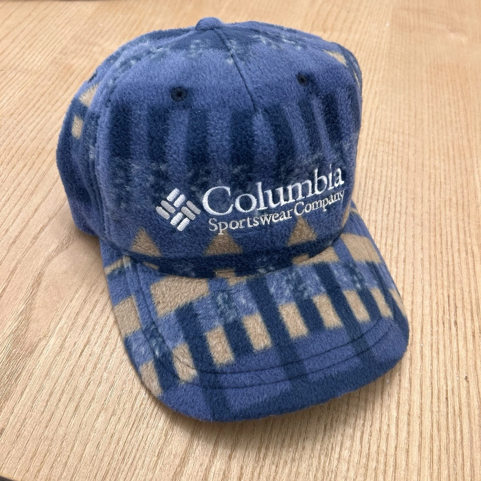 Columbia Retro Style Fleece Flex Fit Cal L XL Green Blue Aztec Camp Rare
