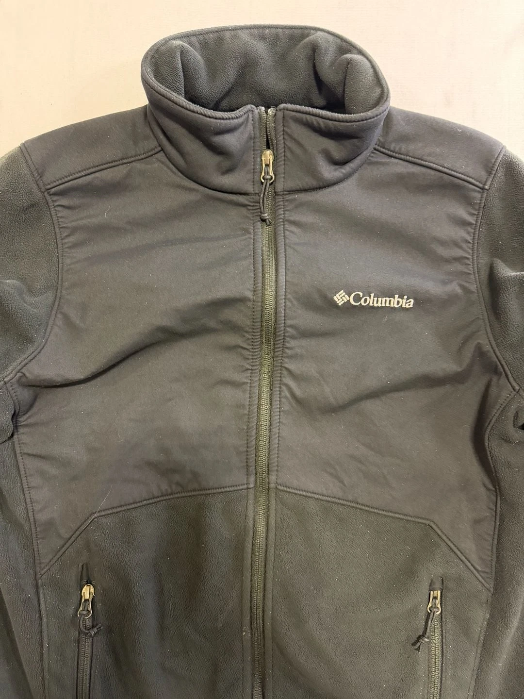 Columbia Men's Medium Black Fleece Softshell Hybrid Zip Up Jacket