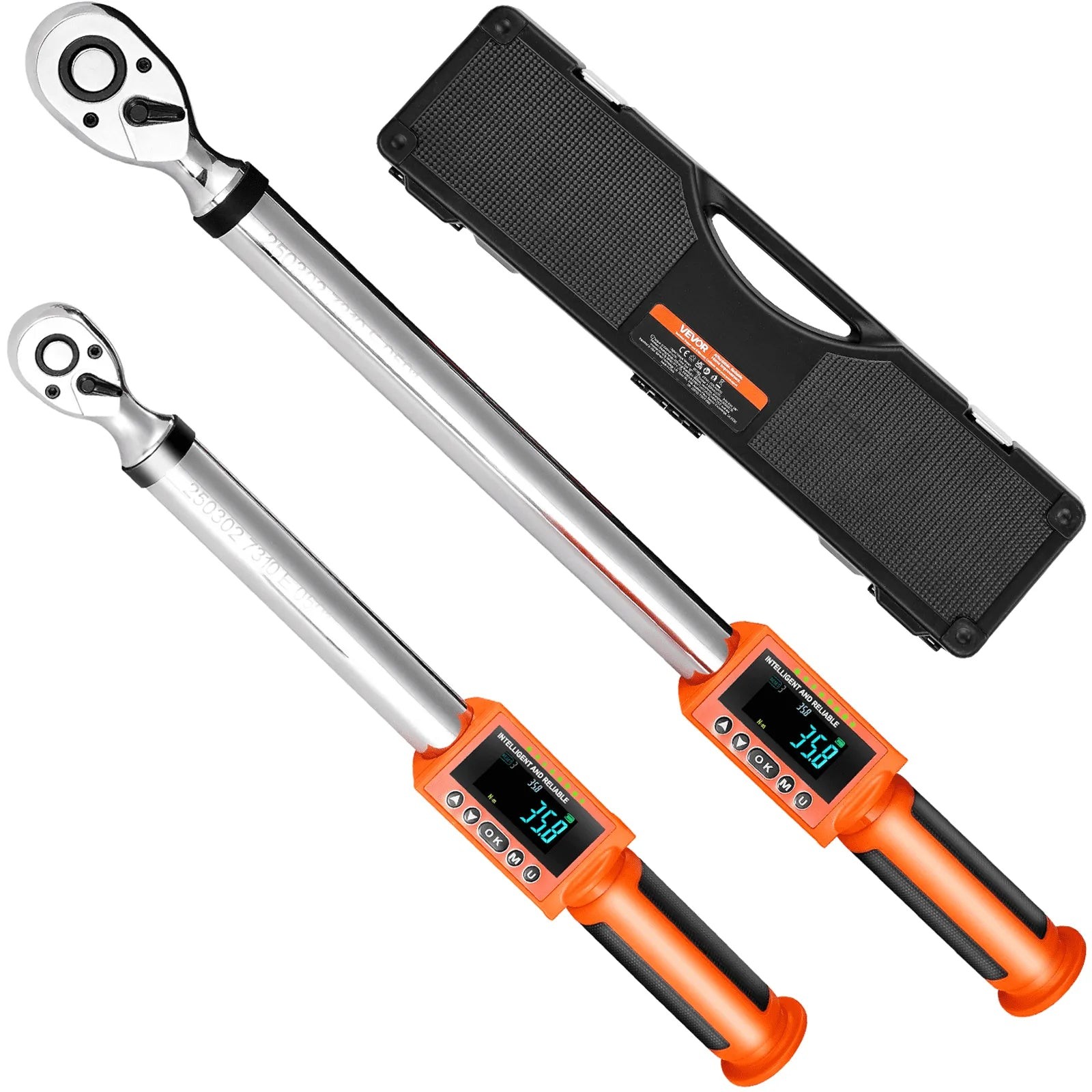 Digital Torque Wrench Set 1/2 & 3/8 Drive Pro ±2% Accuracy w/ Light & Buzzer