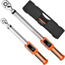 Digital Torque Wrench Set 1/2 & 3/8 Drive Pro ±2% Accuracy w/ Light & Buzzer
