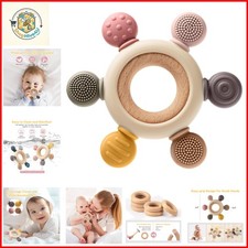 Baby Teething Toys for 0-6 6-12 , BPA Free Silicone Hand Teether Ring 6 Tex...