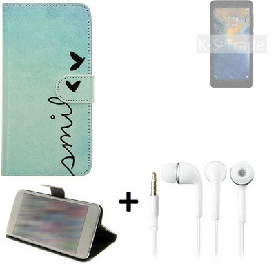 360° Schutz Hülle smile für ZTE Blade A31 Lite Wallet Case Design + headphone