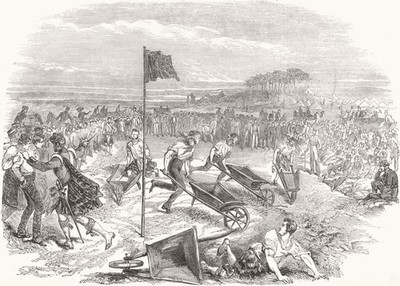 SURREY. Chobham Camp-Sutherland Games 1853 old antique vintage print picture