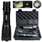 800Yards LED Flashlight Work Light Predator Zoomable Rechargeable Torch + Switch