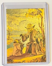 Yoda & Din Grogu Limited Gold Plated Artist Signed "Star Wars" Trading Card 1/1