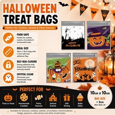 Halloween Small Treat Bags Self Seal 10cm Sweets & Cookie Party Favour wraps