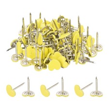 80Pcs Upholstery Tacks, 11 x 13mm Heart Cap Black Thumb Tacks, Yellow
