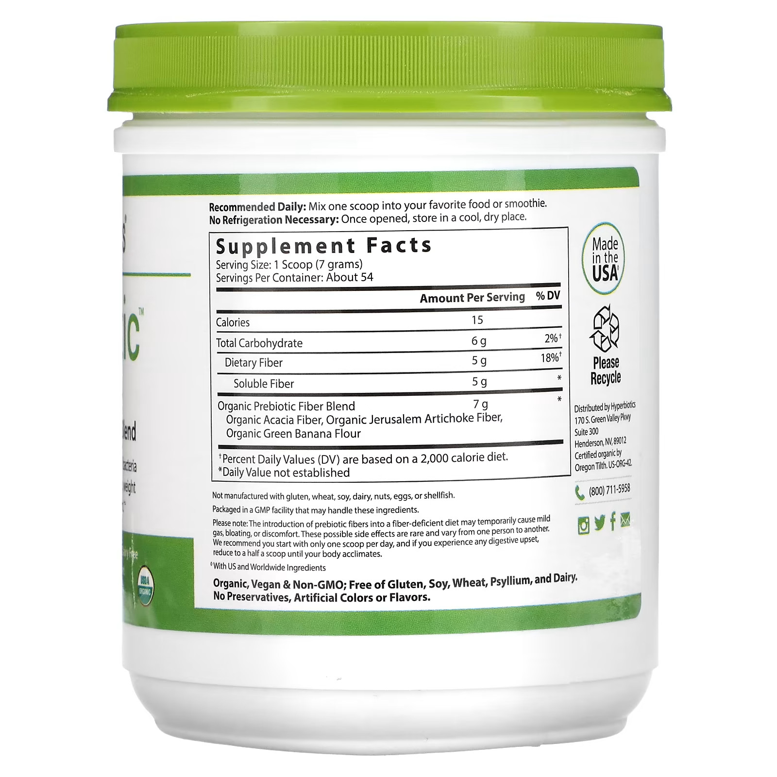 2 X Hyperbiotics, Prebiotic, Organic Proprietary Blend, 13.23 oz (375 g)