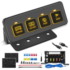 4 Gang Wireless Switch Panel LED Light Bar ON/OFF Circuit Control Box Marine 12V
