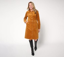 #2852 Joan Rivers Petite Stretch Corduroy Button Front Dress Size MP