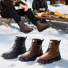 Men's Warm Fur Lining Waterproof Snow Boots for Outdoor Work  Hiking